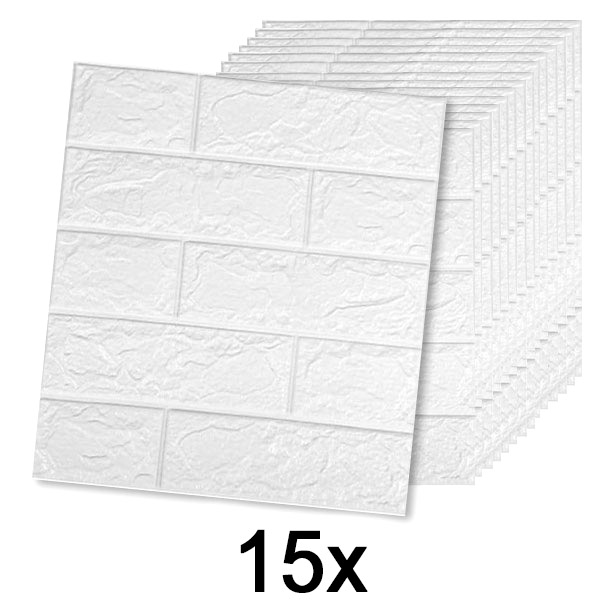 3x (5 броя) Самозалепващ се тапет с 3D ефект тухли | BRICKSBY